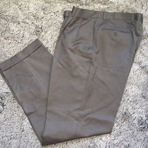 Custom Tailored Wool Dress Pants Men’s 34x30 Pleated Cuffed Luxury Olive Brown